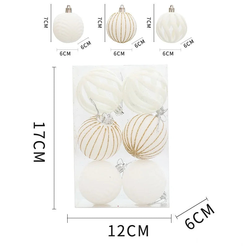 6/12 pçs veludo árvore de natal pendurado bolas 6cm reunido bola conjunto break-resistant ornamentos para casa feriado festa de casamento decoração
