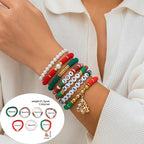 5 pçs/set bonito série de natal floco de neve árvore pingente pulseira de cristal feminino ccb contas fio ajustável corda pulseira