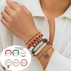 5 pçs/set bonito série de natal floco de neve árvore pingente pulseira de cristal feminino ccb contas fio ajustável corda pulseira