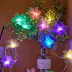 Fio de Luzes com Flores - Decoração Natalina