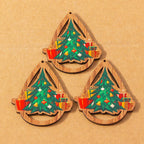 10 pçs madeira gota de água forma encantos de natal para fazer jóias veados papai noel pingentes charme diy colar brinco acessórios