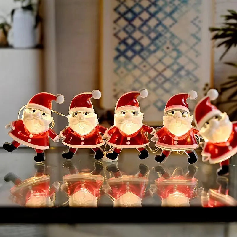 1m 10led papai noel floco de neve led luz corda decoração de natal para casa ornamento da árvore de natal 2025 navidad crianças presente ano novo