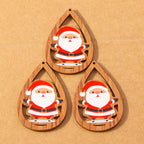10 pçs madeira gota de água forma encantos de natal para fazer jóias veados papai noel pingentes charme diy colar brinco acessórios