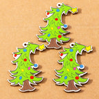 10 pçs madeira gota de água forma encantos de natal para fazer jóias veados papai noel pingentes charme diy colar brinco acessórios