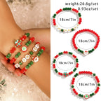 5 pçs/set bonito série de natal floco de neve árvore pingente pulseira de cristal feminino ccb contas fio ajustável corda pulseira