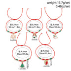 5 pçs/set bonito série de natal floco de neve árvore pingente pulseira de cristal feminino ccb contas fio ajustável corda pulseira