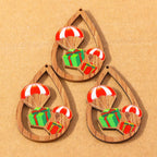 10 pçs madeira gota de água forma encantos de natal para fazer jóias veados papai noel pingentes charme diy colar brinco acessórios