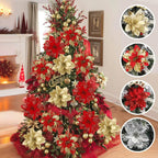 Flores de Natal Kit 10 Unidades para Árvore, Guirlanda e Decoração Festiva