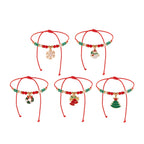 5 pçs/set bonito série de natal floco de neve árvore pingente pulseira de cristal feminino ccb contas fio ajustável corda pulseira