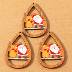 10 pçs madeira gota de água forma encantos de natal para fazer jóias veados papai noel pingentes charme diy colar brinco acessórios