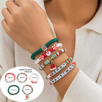 5 pçs/set bonito série de natal floco de neve árvore pingente pulseira de cristal feminino ccb contas fio ajustável corda pulseira