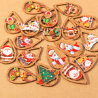 10 pçs madeira gota de água forma encantos de natal para fazer jóias veados papai noel pingentes charme diy colar brinco acessórios